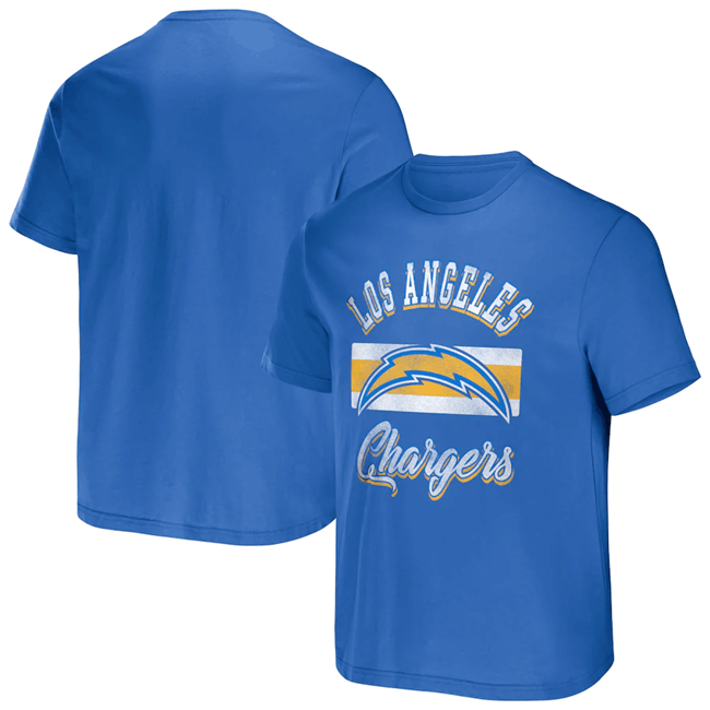 Men's Los Angeles Chargers Light Blue x Darius Rucker Collection Stripe T-Shirt - Click Image to Close